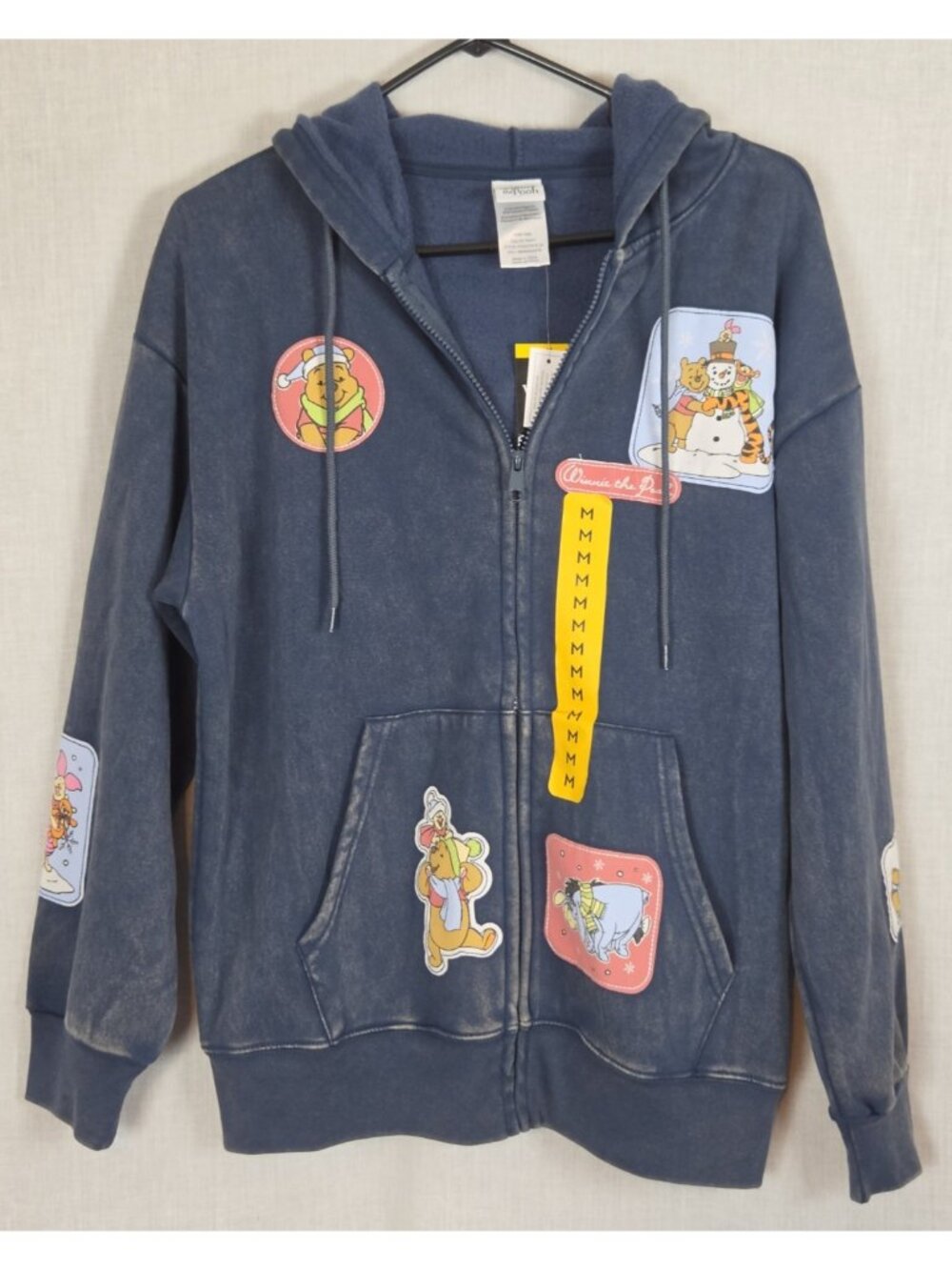 NWT Disney Winnie the Pooh Jacket Women's M Character Patches Distressed Tigger